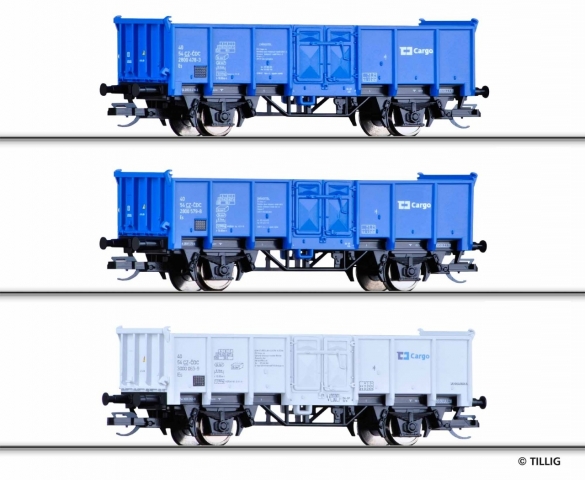 01716 Set troch nákladných vagónov ES, ČD Cargo, TILLIG TT