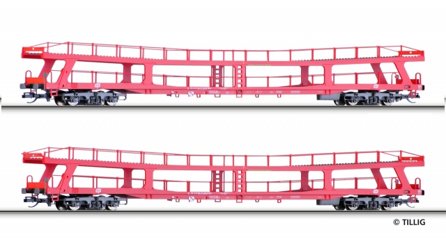 01670 Set dvoch vagónov na prepravu áut, rada DDM 915, ČD, TILLIG TT