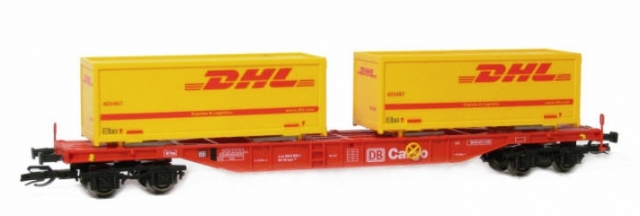 31145 Plošinový vagón s kontajnermi DHL, BUSCH TT
